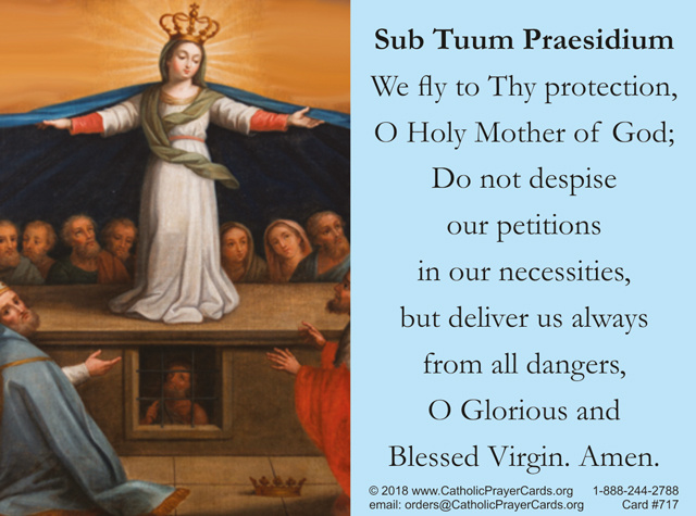 Sub Tuum Praesidium and St. Michael Prayer Card for the Church in Crisis***BUYONEGETONEFREE***