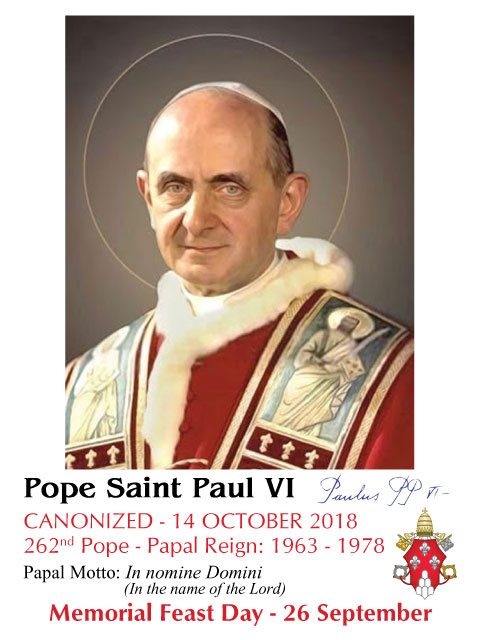 SEPTEMBER 26th: Pope St. Paul VI Magnet***BUYONEGETONEFREE***