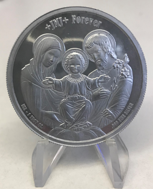 Fine Silver Pocket Token Coin Religious Medal Saint Mina 3g 1/10 oz 16 mm 