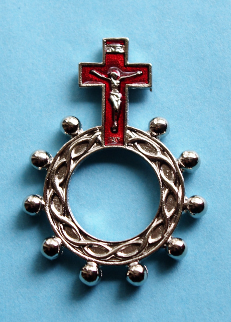 Red Crucifix Rosary Ring