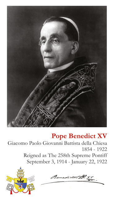 Pope Benedict XV Holy Card