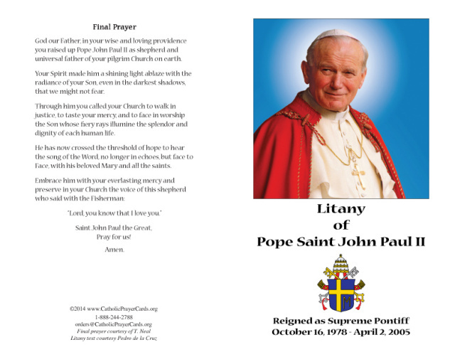 Oct 22nd: **EXCLUSIVE** Pope St. John Paul II Litany / Novena